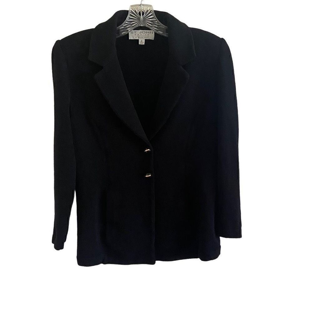 St. John Basics Santana Knit Black Blazer Size 8